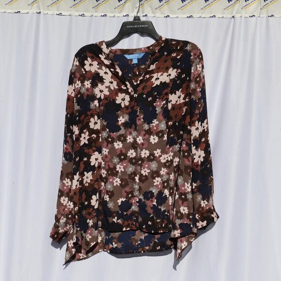 Simply Vera Vera Wang Tops - Simply Vera Vera Wang Floral Print Long Sleeve Button Front Top PXL